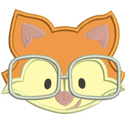 fox glasses embroidery design