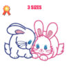 rabbits in love embroidery design