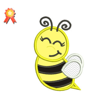 cute bee applique embroidery dresign