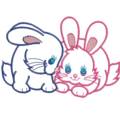 rabbits in love embroidery design