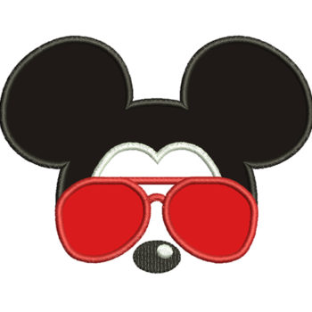 Mickey Mouse With Glasses Applique Embroidery Design