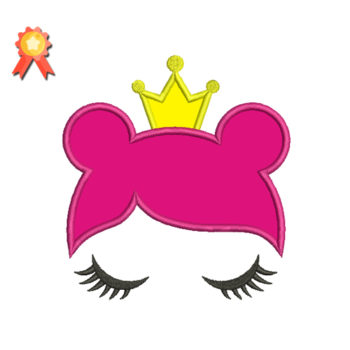 Princess Head Face Applique Embroidery Design