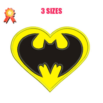 batman heart embroidery design