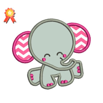 Baby Elephant With Applique Embroidery Design