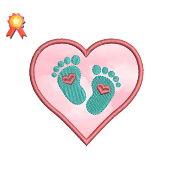 Baby Feet Embroidery Design Heart