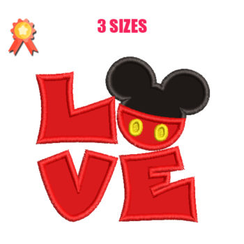 Love Mickey Mouse Machine Embroidery Design