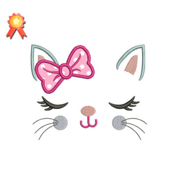 Kitty Cat With Bow Machine Embroidery Design