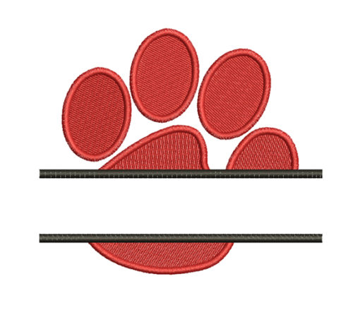 Split Paw Print Machine Embroidery Design