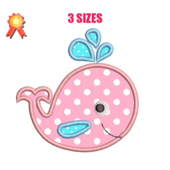 Applique Whale Baby Cute Machine Embroidery Design