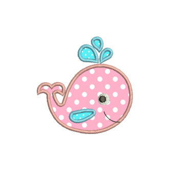 Applique Whale Baby Cute Machine Embroidery Design