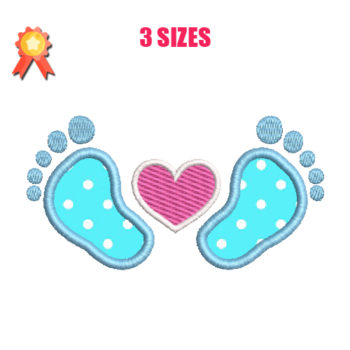 Baby Feet Applique Machine Embroidery Design