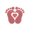 Baby Feet With Heart Machine Embroidery Design