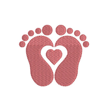 Baby Feet With Heart Machine Embroidery Design