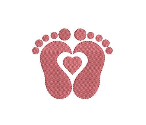 Baby Feet With Heart Machine Embroidery Design