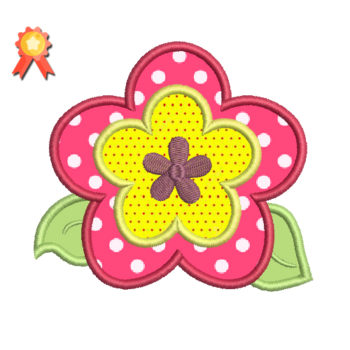 Flower With Applique Machine Embroidery Design