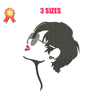 Girl With Glasses Machine Embroidery Design