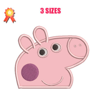 Peppa Pig Head Applique Machine Embroidery Design