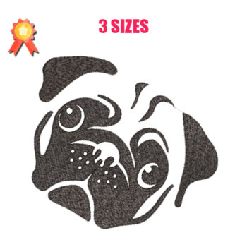 Pug Face Machine Embroidery Design