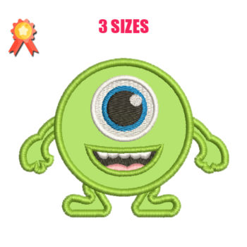 Mini Mike Wazowski Machine Embroidery Design. Includes following formats: DST, EXP, HUS, PES, JEF, SEW, XXX,VP3