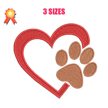 Paw With Heart Machine Embroidery Design