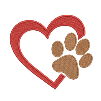 Paw With Heart Machine Embroidery Design