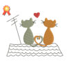 Two Cats On A Roof Machine Embroidery Design