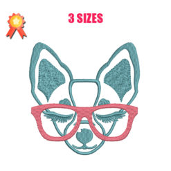 Dog With Glasses Machine Embroidery Design