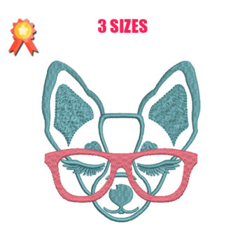 Dog With Glasses Machine Embroidery Design