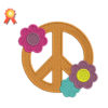 Peace Sign With Flowers Machine Embroidery Design