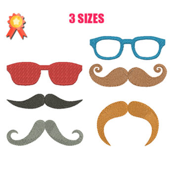 Glasses and mustaches Machine Embroidery Design