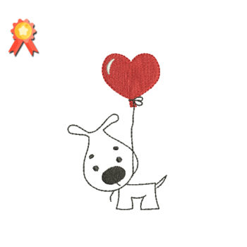 Dog Love Heart Machine Embroidery Design