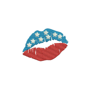 Lips Patriotic Machine Embroidery Design