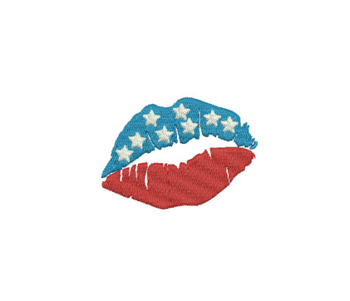 Lips Patriotic Machine Embroidery Design