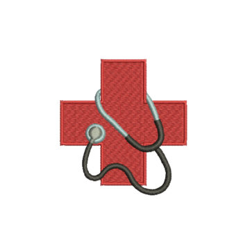 Red Cross Stethoscope Machine Embroidery Design