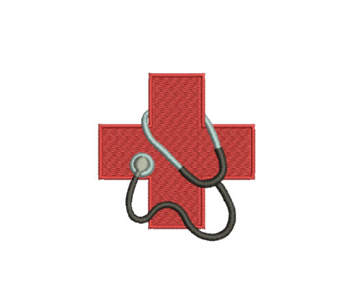 Red Cross Stethoscope Machine Embroidery Design
