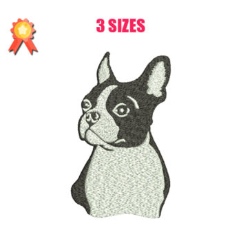 Boston Terrier Machine Embroidery Design