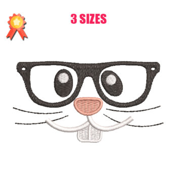 Bunny With Glasses Machine Embroidery Design