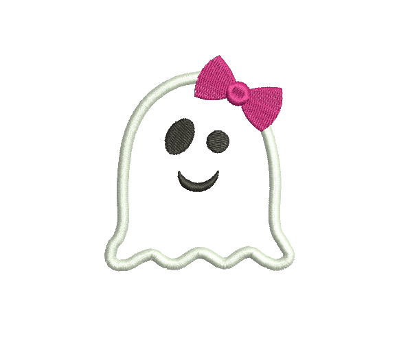 Ghost with bow Halloween Machine Embroidery Design
