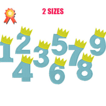 Crown Numbers Machine Embroidery Design