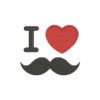 I Love Mustache Machine Embroidery Design