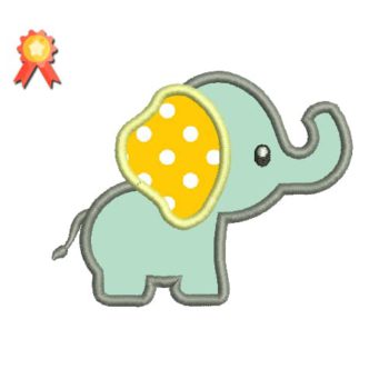 Baby Elephant Applique Machine Embroidery Design