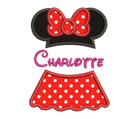 Minnie Mouse Machine Embroidery custom Design.