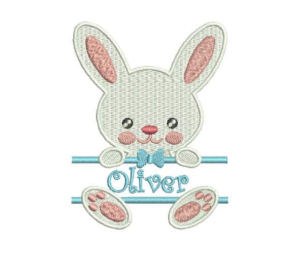 Bunny Boy applique, machine embroidery custom design