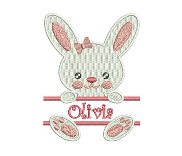 Bunny Girl applique, machine embroidery custom design