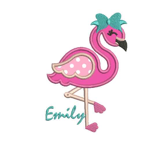 Flamingo applique machine embroidery design