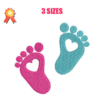 Foot Print Heart Machine Embroidery Design