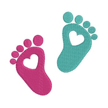 Foot Print Heart Machine Embroidery Design