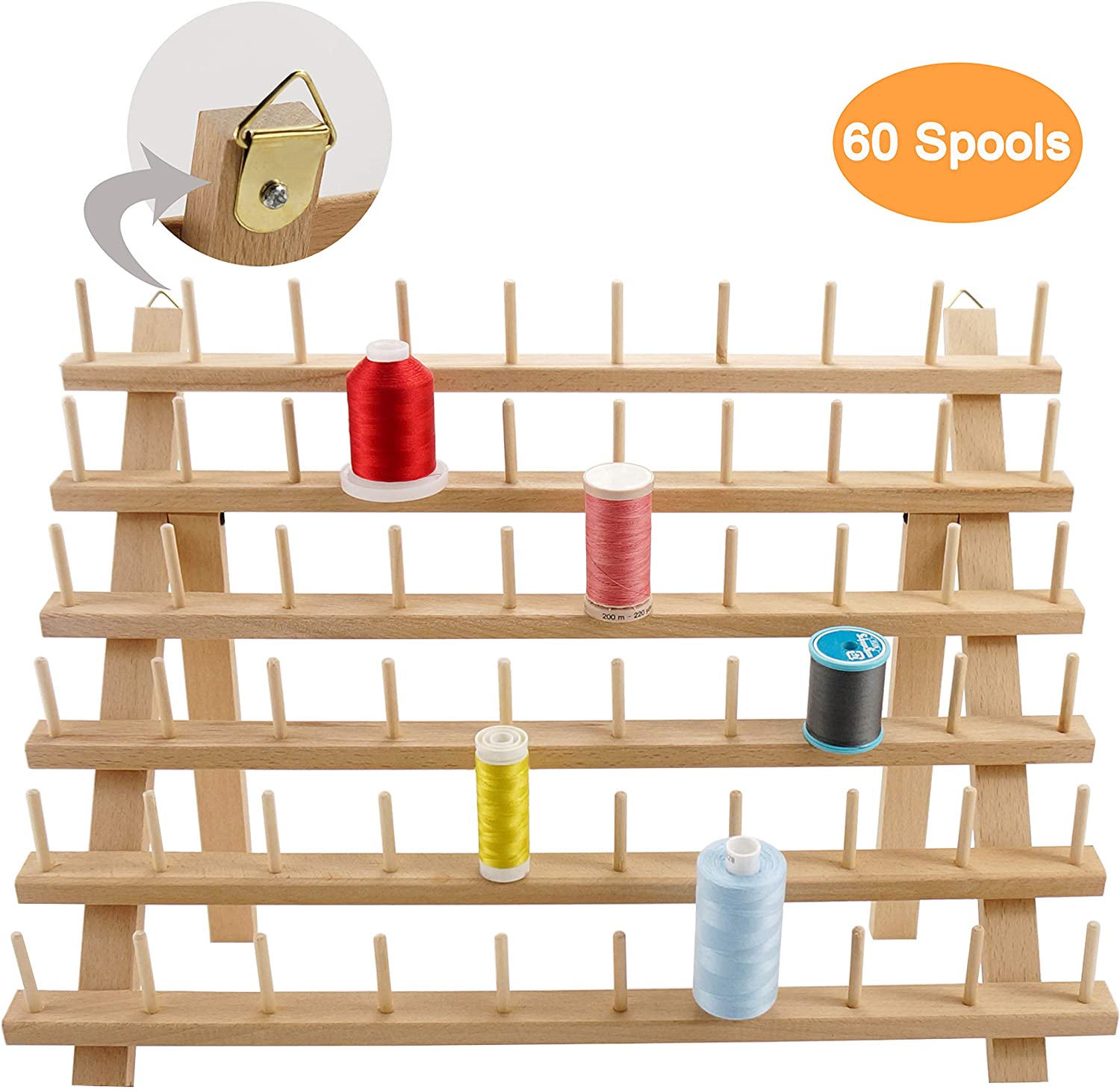 New brothread 60 Spools Wooden Thread Rack