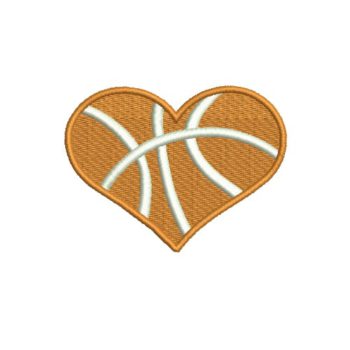 Basketball Heart Machine Embroidery Design