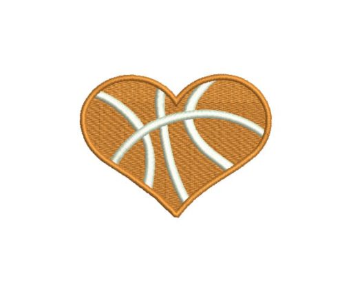 Basketball Heart Machine Embroidery Design